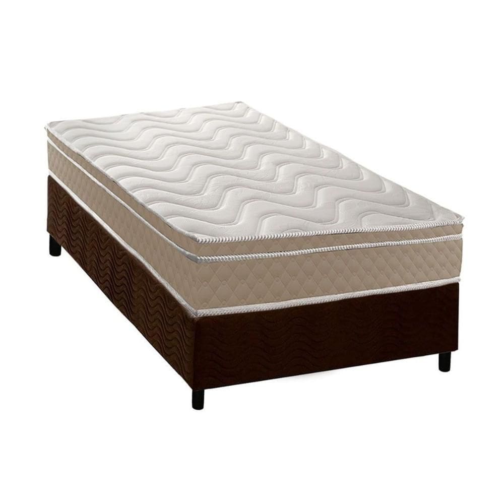 Cama Box Solteiro: Colchão Espuma D33 Paropas Conforto Ultra Firme + Base CRC Suede Brown (88x188)