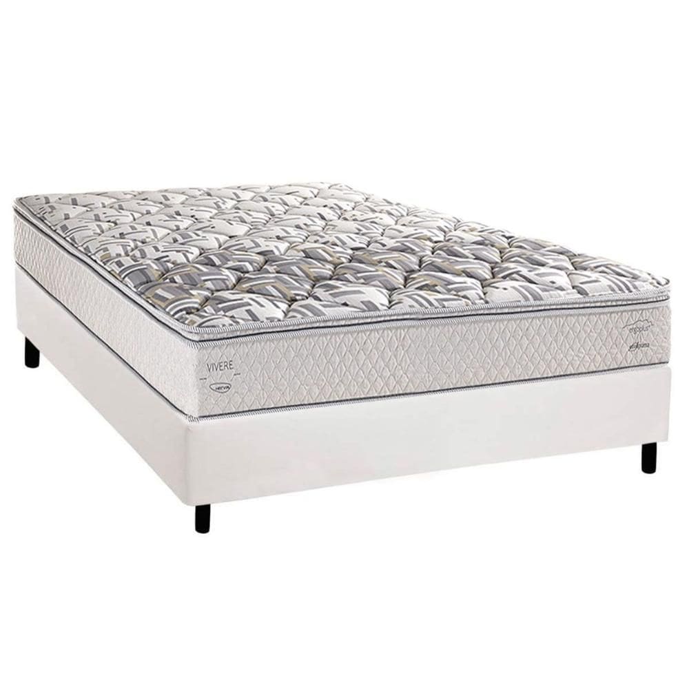 Conjunto Box Casal: Colchão Espuma Herval AG65 Santorini C1604 + Base CRC Corano White (138x188)