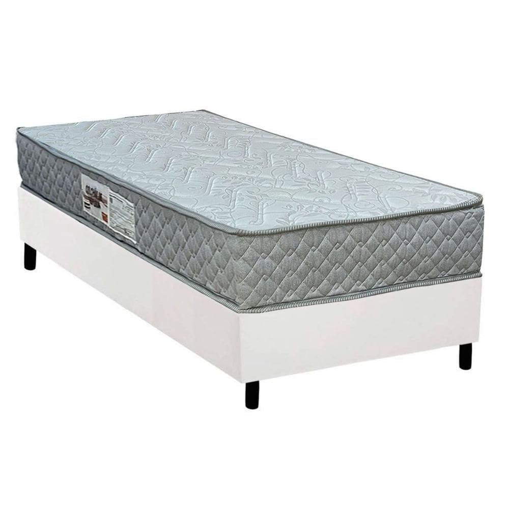 Cama Box Solteiro: Colchão Espuma D45 Paropas Pasquale Gray + Base CRC Corano White (88x188)