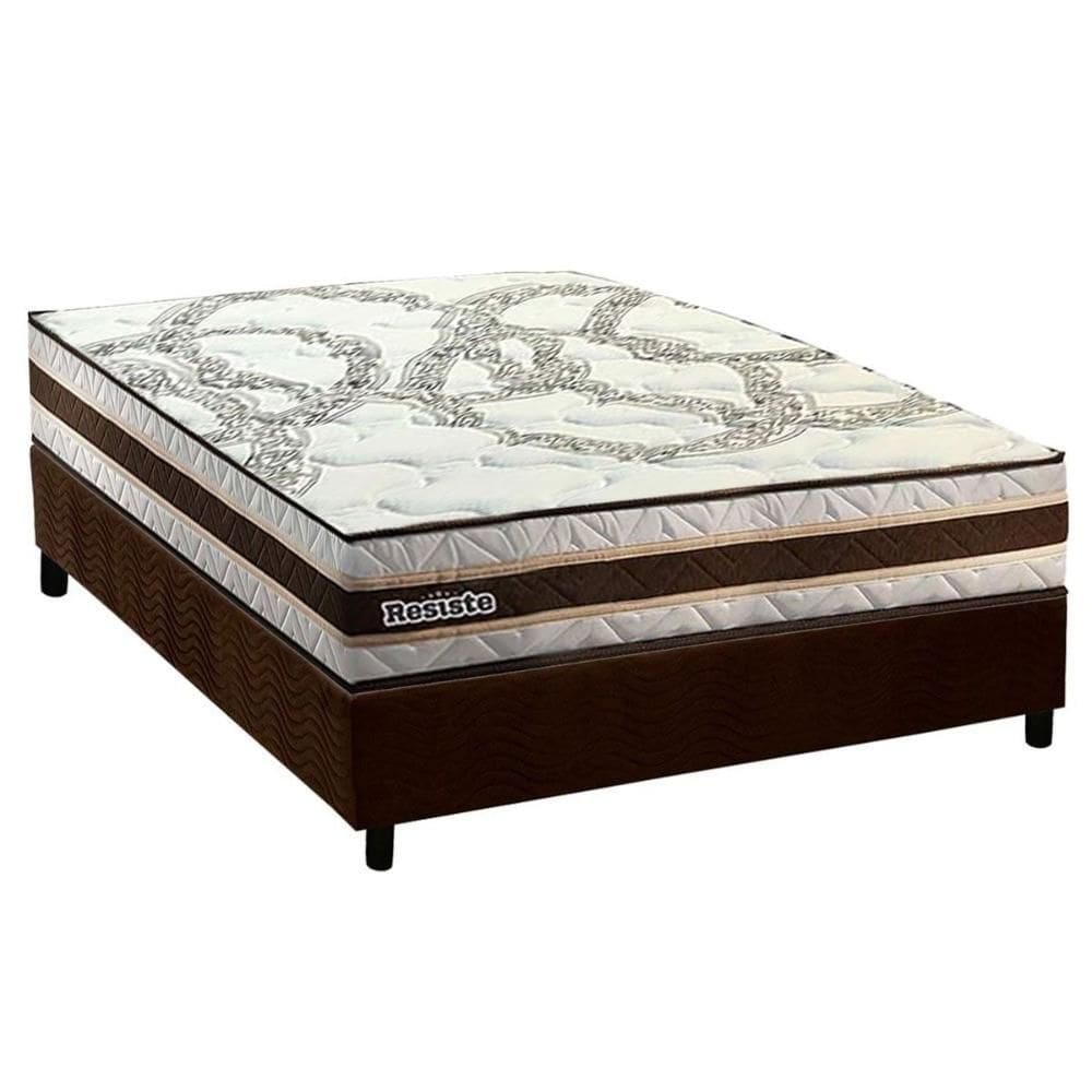 Cama Box Casal: Colchão Espuma D45 Paropas Resiste Hotel + Base CRC Suede Brown (138x188)