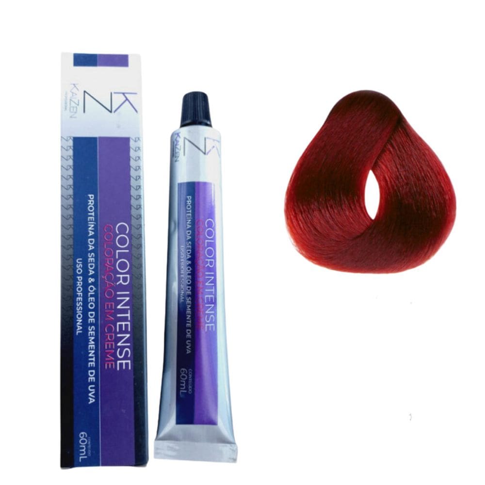 Tinta de Cabelo Louro Médio Vermelho Fogo 77.66 Kaizen