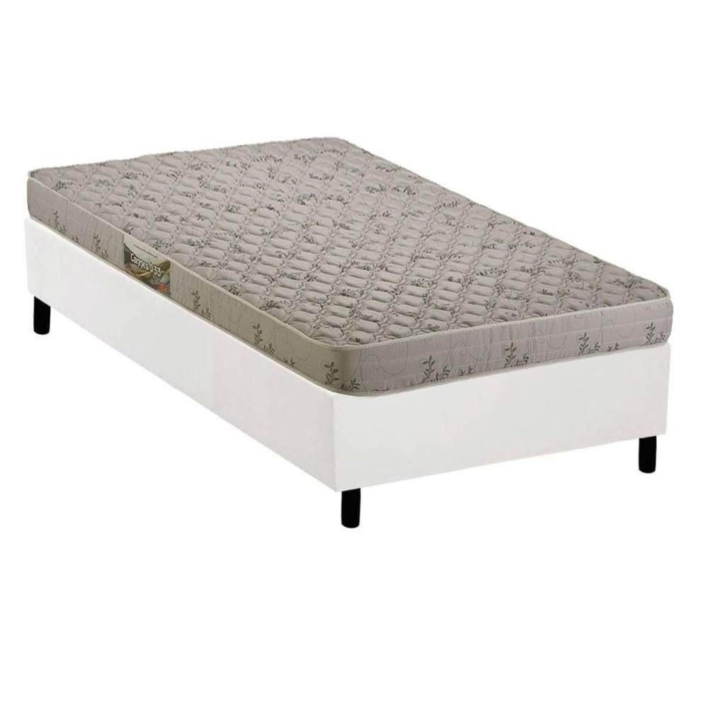Cama Box Solteiro: Colchão Espuma D33 Herval Cannes + Base CRC Corano White (88x188)