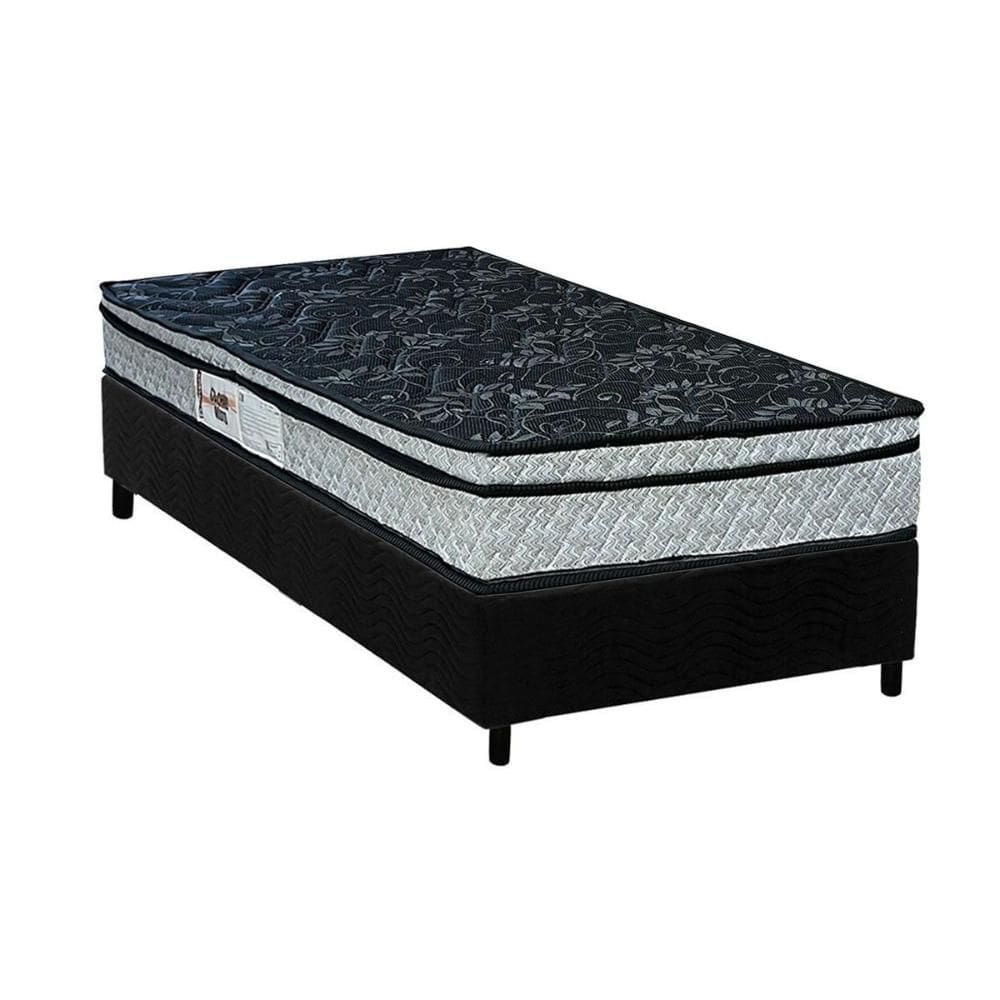 Conjunto Box Solteiro: Colchão Espuma Paropas D28 Conforto Firme + Base CRC Suede Black (88x188)