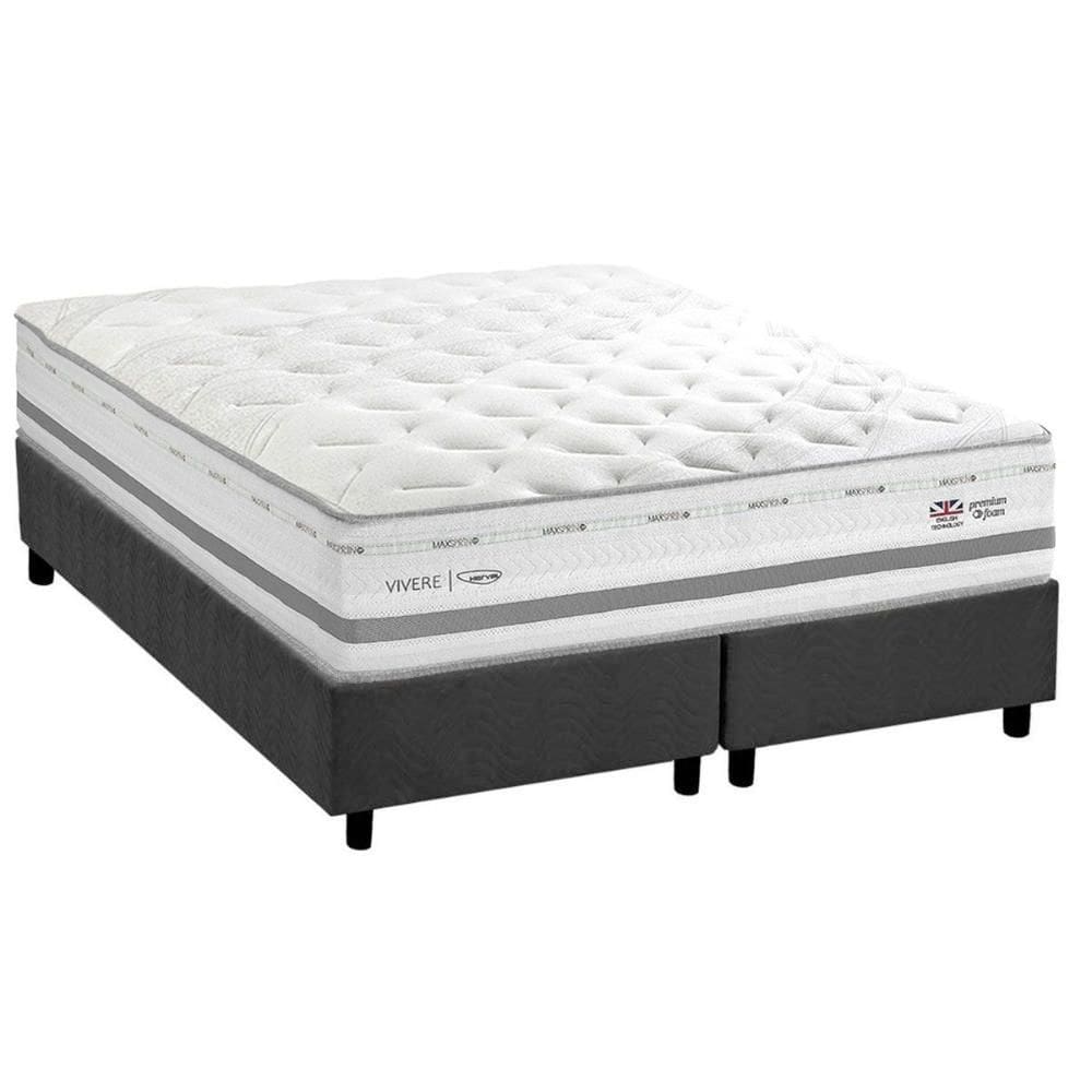 Conjunto Box Queen: Colchão Molas Herval Maxspring C1756 c/ Massagem + Base CRC Suede Gray (158x198)