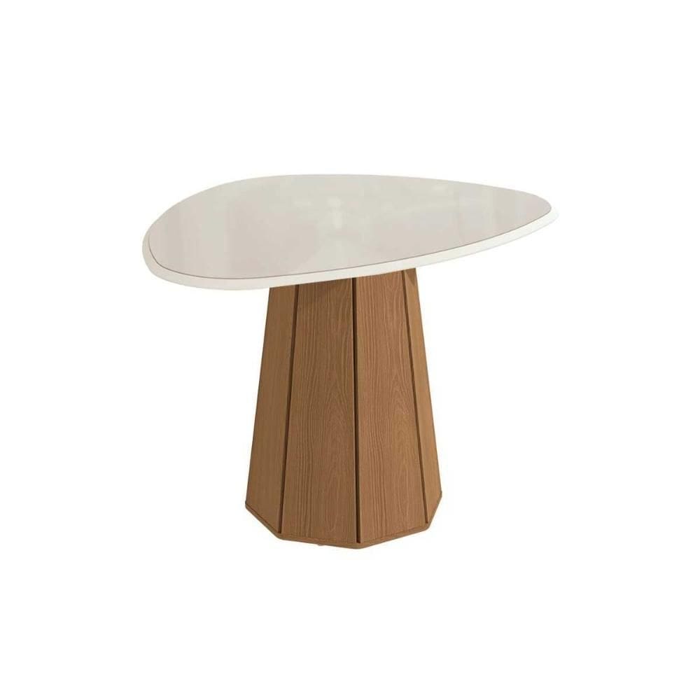 Base de Mesa p/ Cozinha Jade c/ Tampo Madeirado c/ Vidro 135x105cm Canela/Vidro Off White - Kappesberg