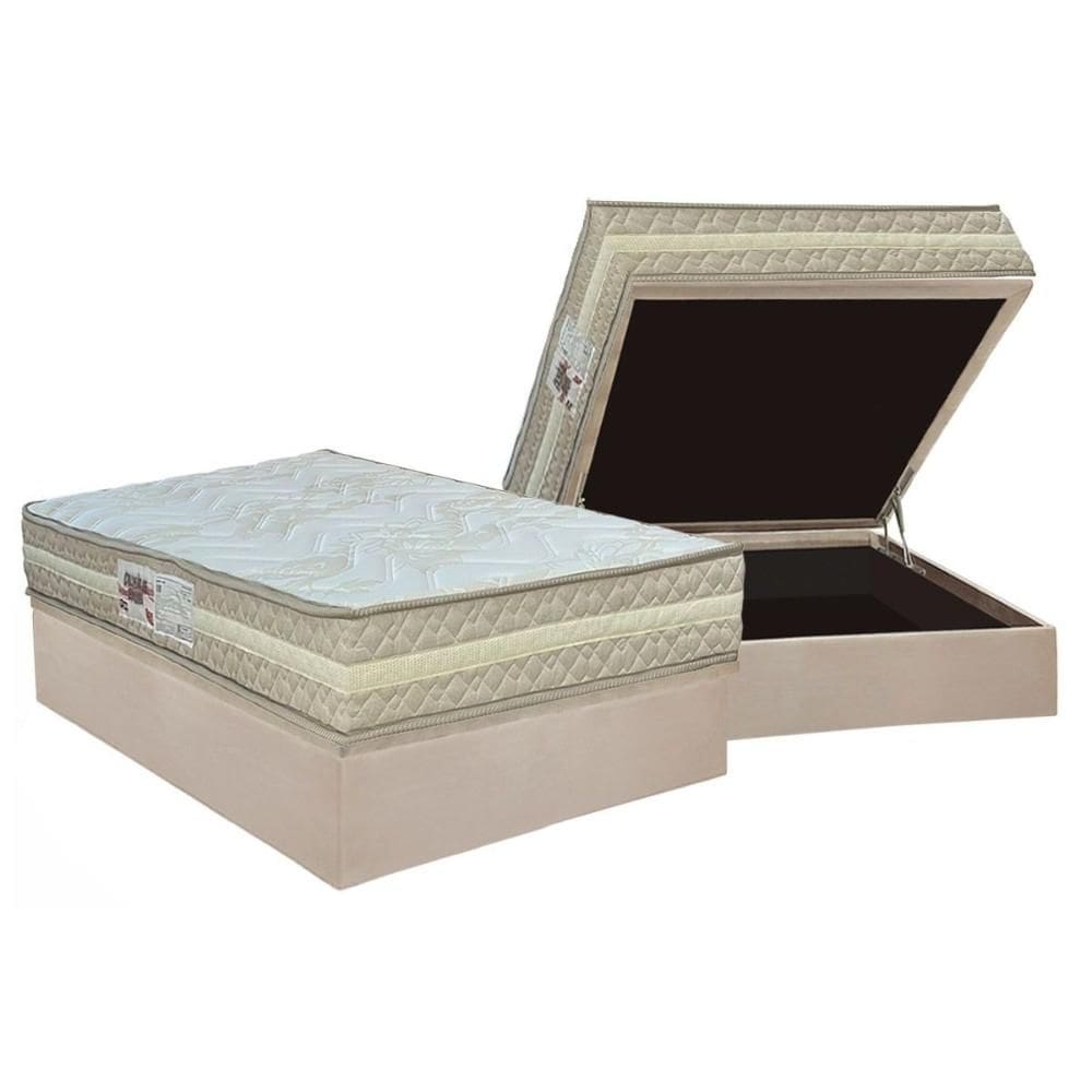 Cama Box Baú Casal: Colchão Anatômico Paropas AG65 Master Clean + Base CRC Suede Clean (138x188)