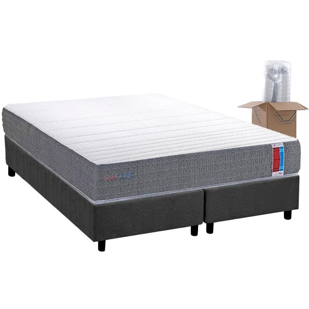 Conjunto Box Queen: Colchão Espuma Herval D28 Singlecore + Base CRC Suede Gray (158x198)