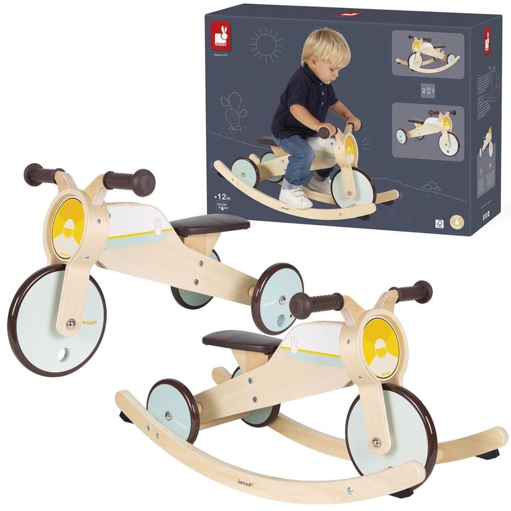 Triciclo De Equilíbrio Infantil 2 Em 1 De Madeira Bicicleta Sem Pedal Educativa - Janod