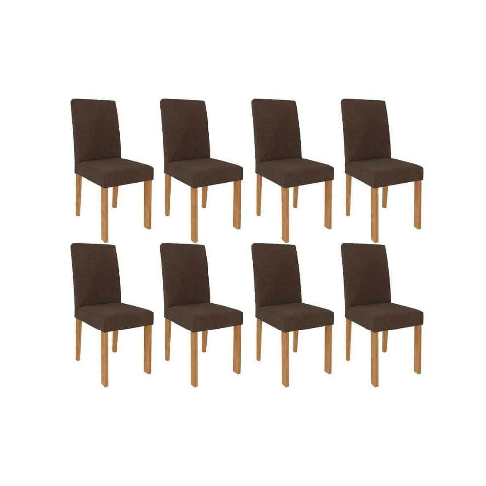 Kit 8 Cadeiras Sala Jantar Maia 8 Un Nature/Suede Mascavo Chocolate - Cimol