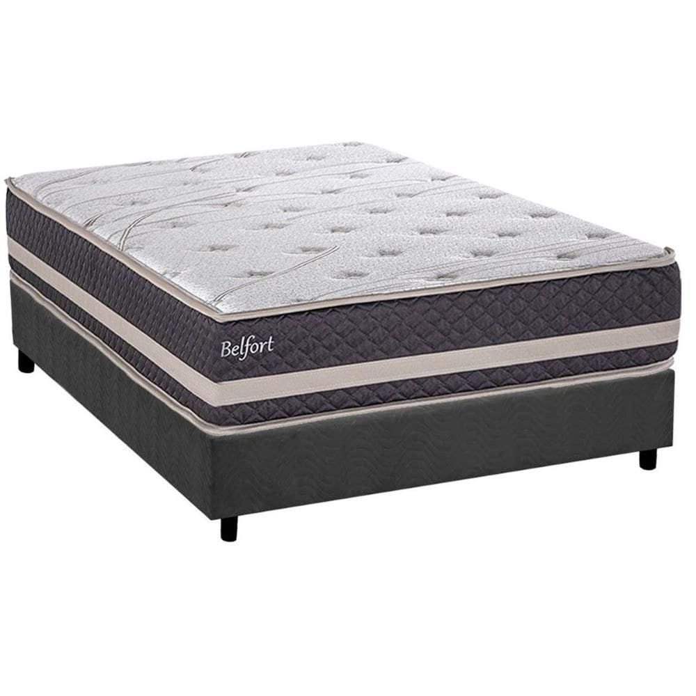 Conjunto Box Casal: Colchão Espuma Herval AG65 Belfort + Base CRC Suede Gray (138x188)