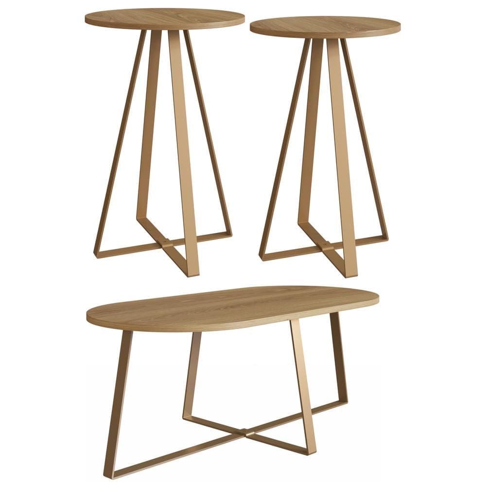 Conjunto Mesa De Centro Sala De Estar 27959 Artesano