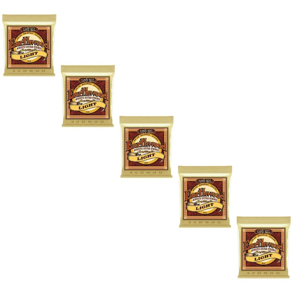 Kit 5 Encordoamento Violão Aço 011 Ernie Ball Earthwood Tensão Leve