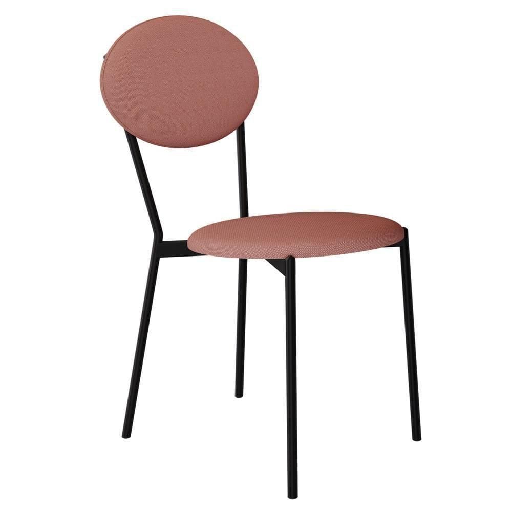 Cadeira Estofada Para Sala De Jantar Azuri Preto C01 Linho Rosê - Lyam Decor