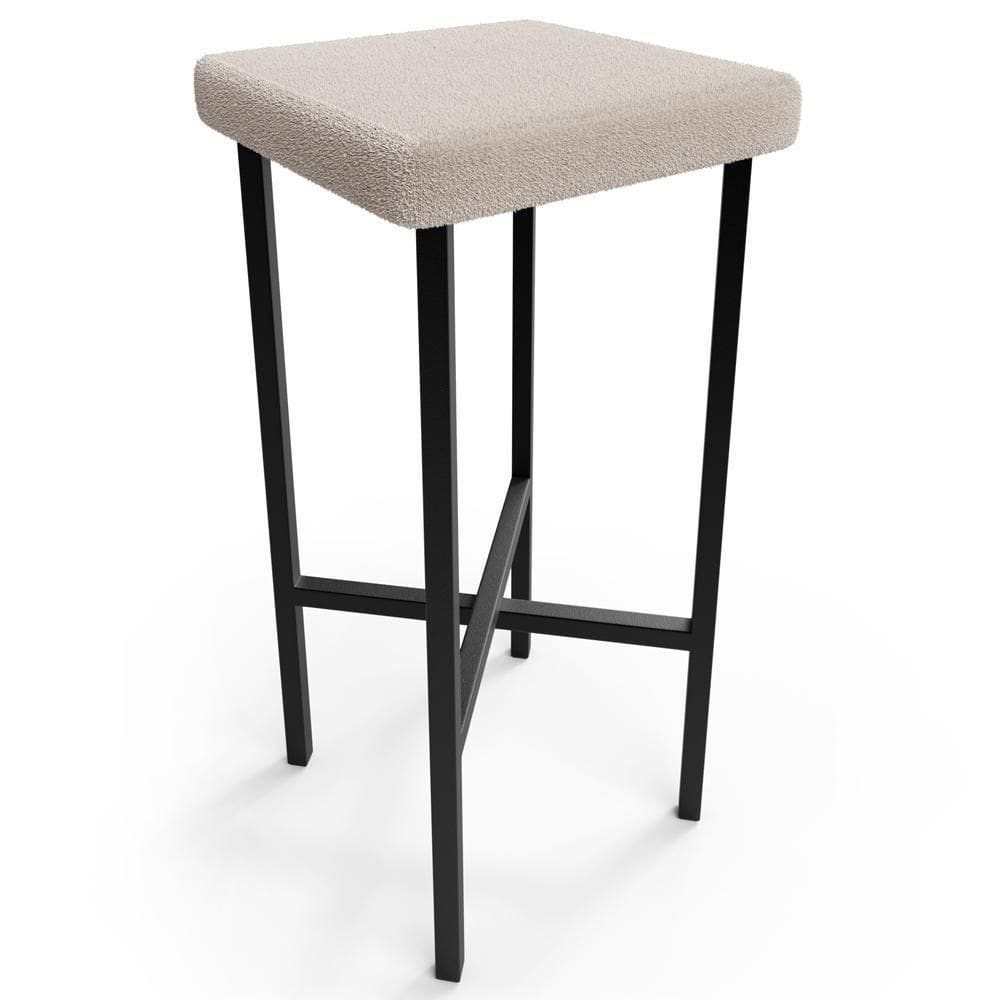 Banqueta Alta Bar Cozinha Sala De Jantar Preto Stella L02 Bouclê Creme - Lyam Decor