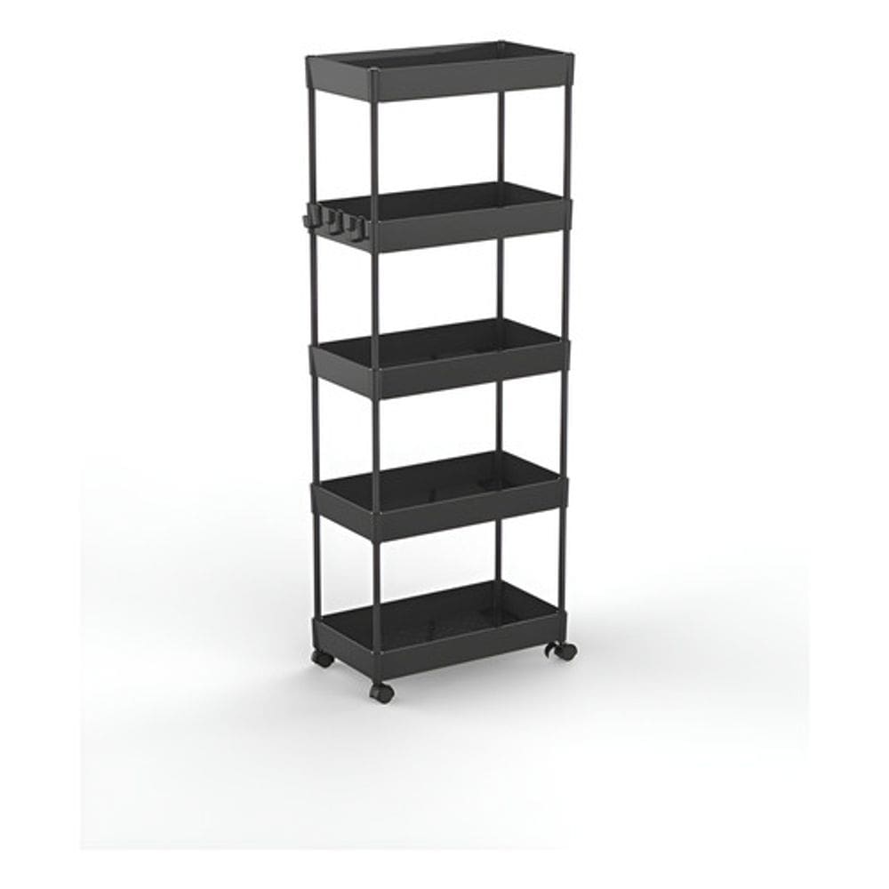 Estante Carrinho Multiuso Rodas 108x40x22cm 5 Niveis Preto