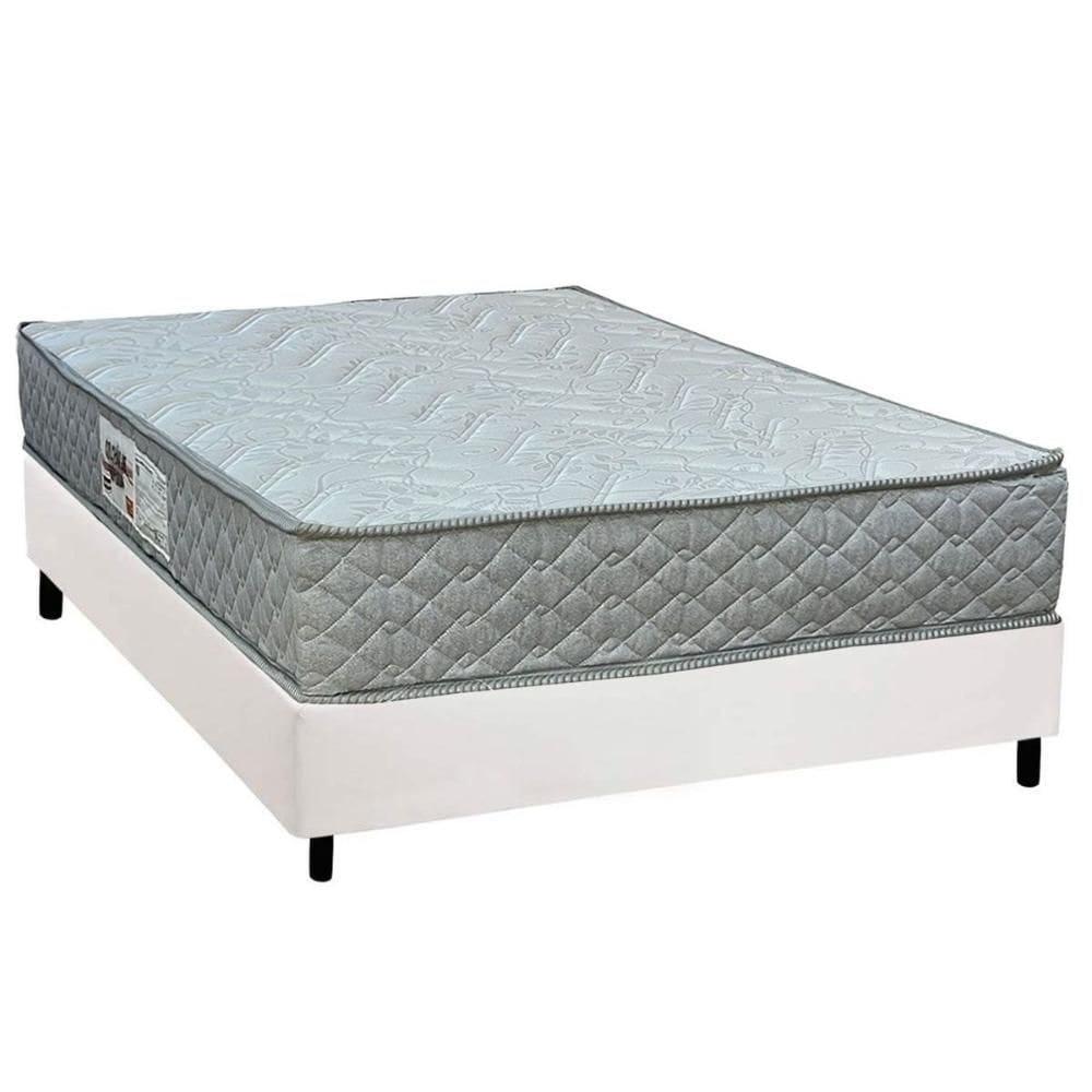 Cama Box Casal: Colchão Espuma D45 Paropas Pasquale Gray + Base CRC Corano White (138x188)