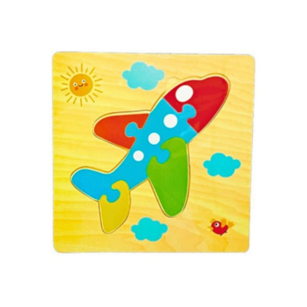 Quebra Cabeca MDF Mini 6 Pecas Toymix Aviao 15x15x0,3cm Brinquedo Educativo Pedagogico