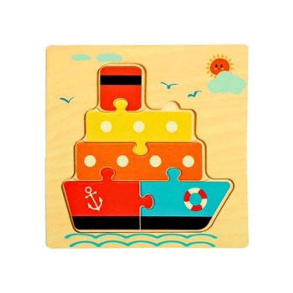 Quebra Cabeca MDF Mini 6 Pecas Toymix Navio 15x15x0,3cm Brinquedo Educativo Pedagogico