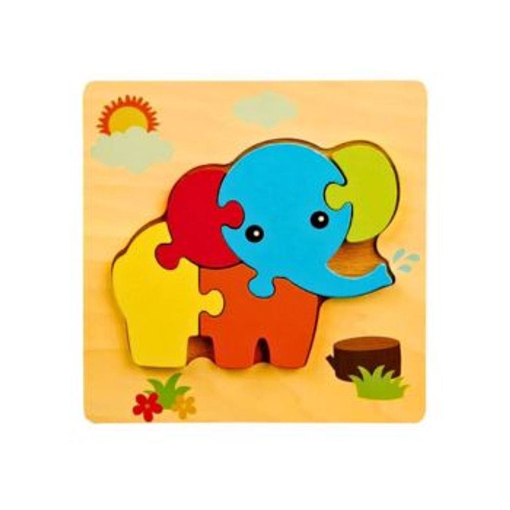 Quebra Cabeca MDF Mini 6 Pecas Toymix Elefante 15x15x0,3cm Brinquedo Educativo Pedagogico