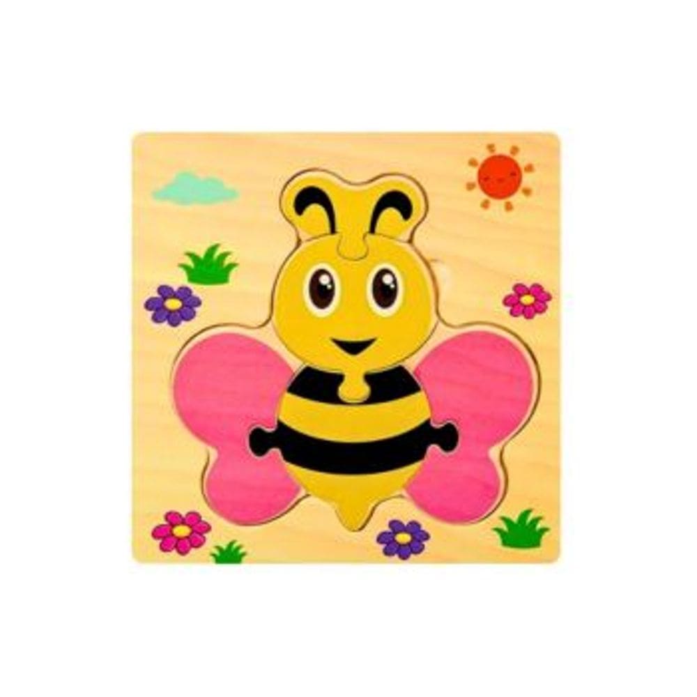 Quebra Cabeca MDF Mini 6 Pecas Toymix Abelha 15x15x0,3cm Brinquedo Educativo Pedagogico