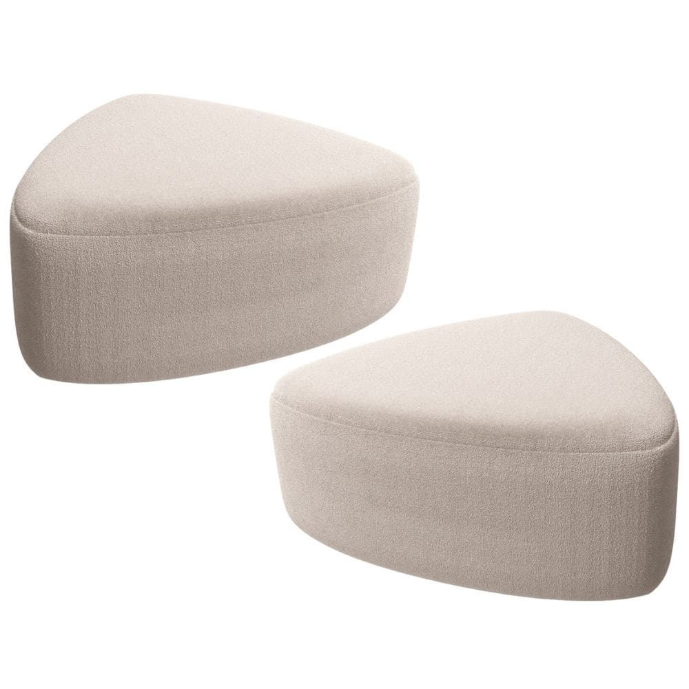 Kit 2 Puffs Decorativo Orgânico Para Sala de Estar Living Trizza W01 Bouclê Creme - Lyam Decor