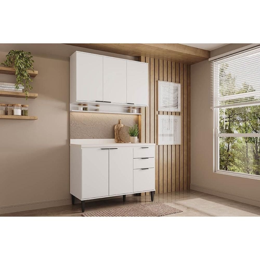 Kit de Cozinha Completa 2 Peças Alpha (1Aéreo+1Balcão) C2P53 Branco - Carraro