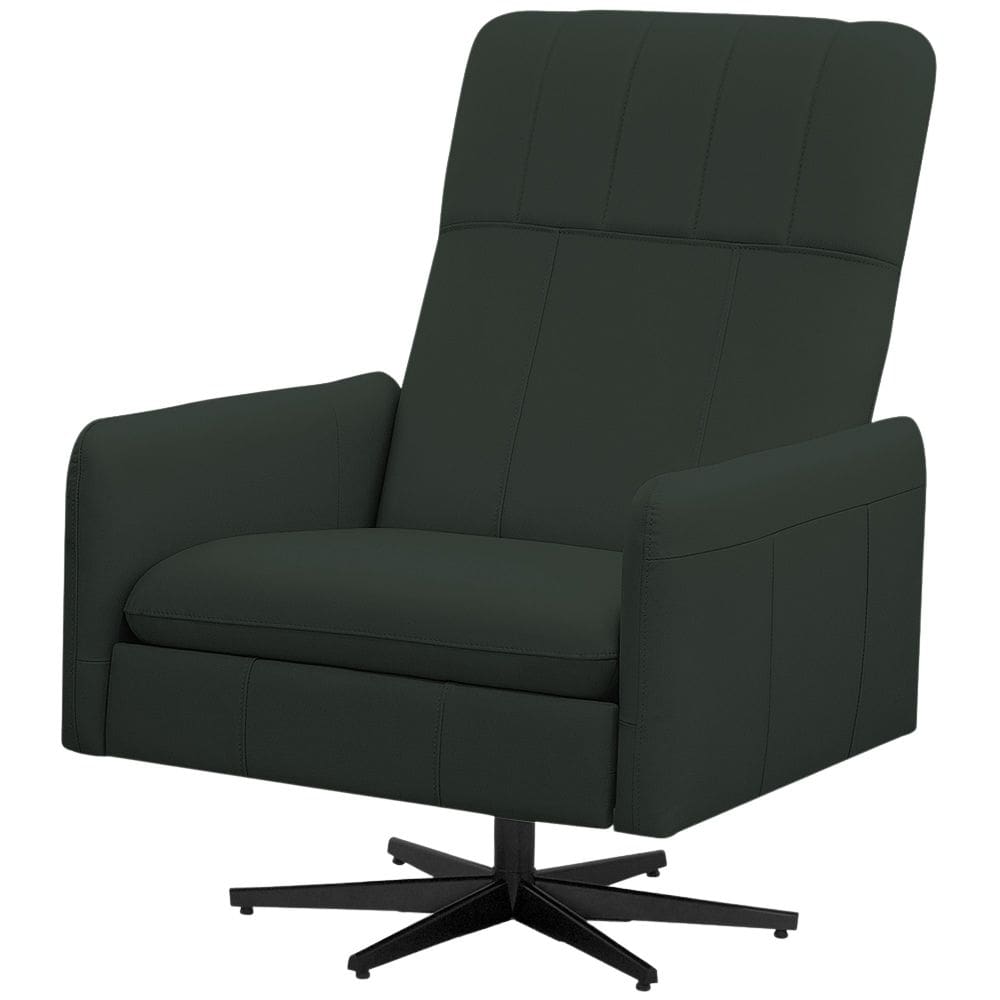 Poltrona Decorativa Giratória Retrátil Reclinável Lutor L06 Couro Verde Escuro - Lyam Decor