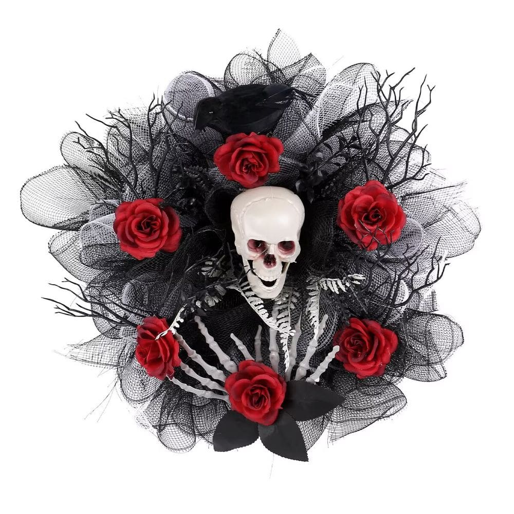 Coroa de decoração Bent Moon Cat para casa de Halloween
