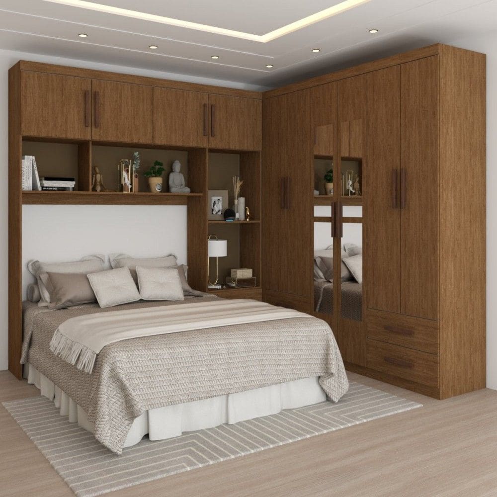 Guarda-Roupa Casal Paradise 10 Portas 6 Gavetas com Espelho Freijó - Pm
