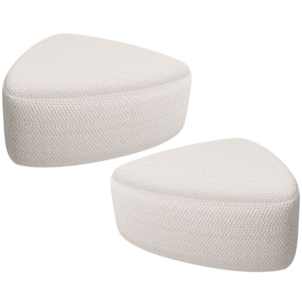 Kit 2 Puffs Decorativo Orgânico Para Sala de Estar Living Trizza W01 Bouclê Cru - Lyam Decor