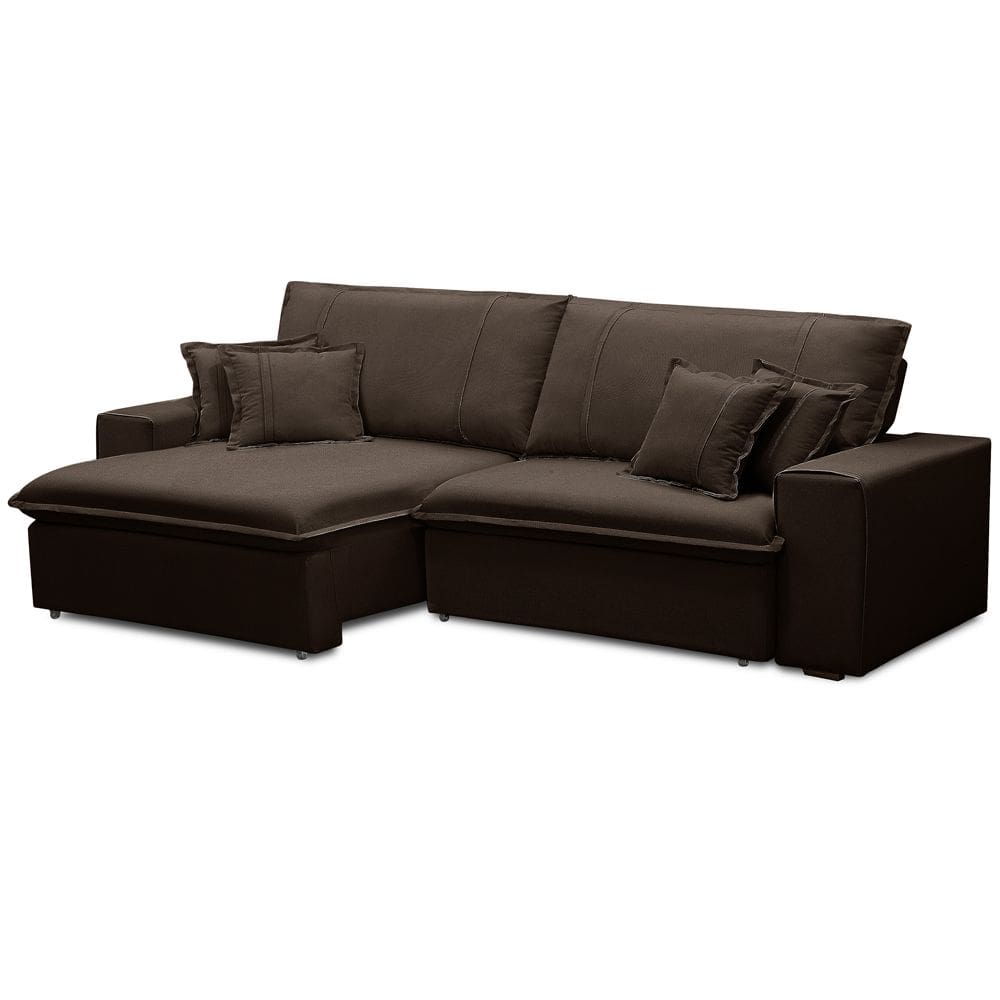 Sofá Retrátil Reclinável Para Sala 3 Lugares 230cm Varsov F04 Veludo Marrom Escuro - Lyam Decor