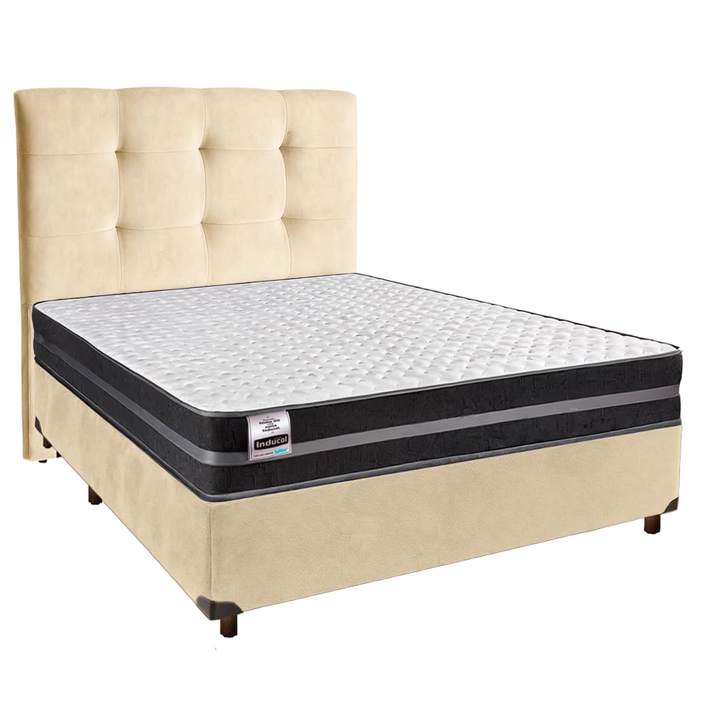 Kit Cama Box + Cabeceira + Colchão Casal Molas Ultralastic - Bogota - Inducol