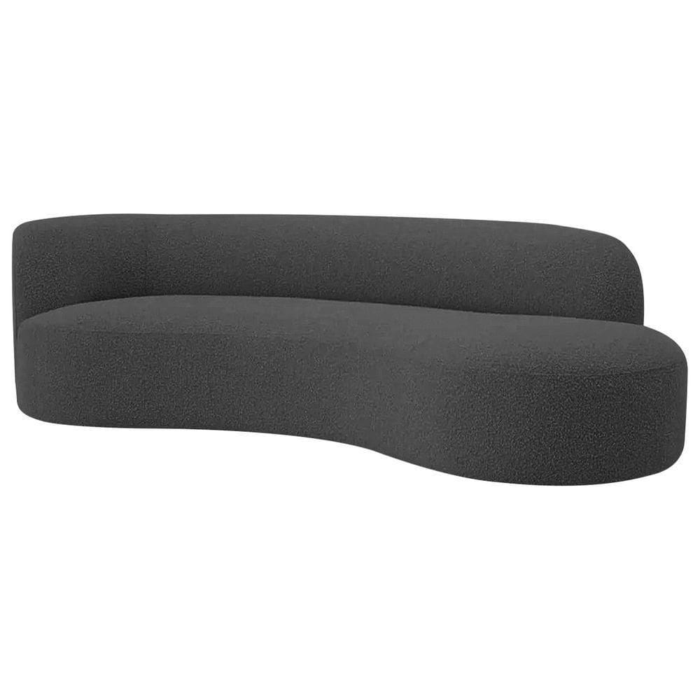 Divã Recamier Orgânico Tokyo 180cm Lado Direito Linho - Doce Sonho Móveis Cinza Escuro