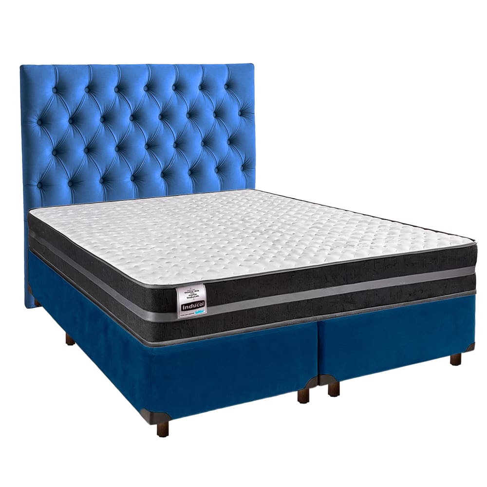 Kit Cama Box + Cabeceira + Colchão Queen Molas Ultralastic - Bogota - Inducol