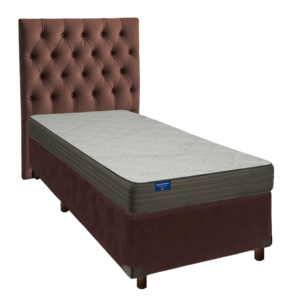 Kit Cama Box + Cabeceira + Colchão Solteiro D33 - Orthotech - Inducol