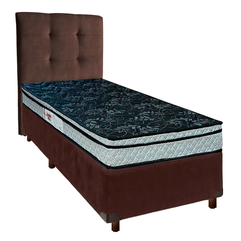Kit Cabeceira + Cama Box  + Colchão Solteiro D28 Conforto Paropas
