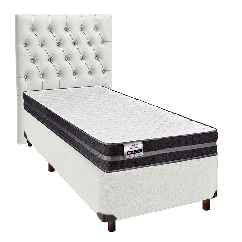 Kit Cabeceira + Cama Box  + Colchão Solteiro Molas Ultralastic Bogota Inducol