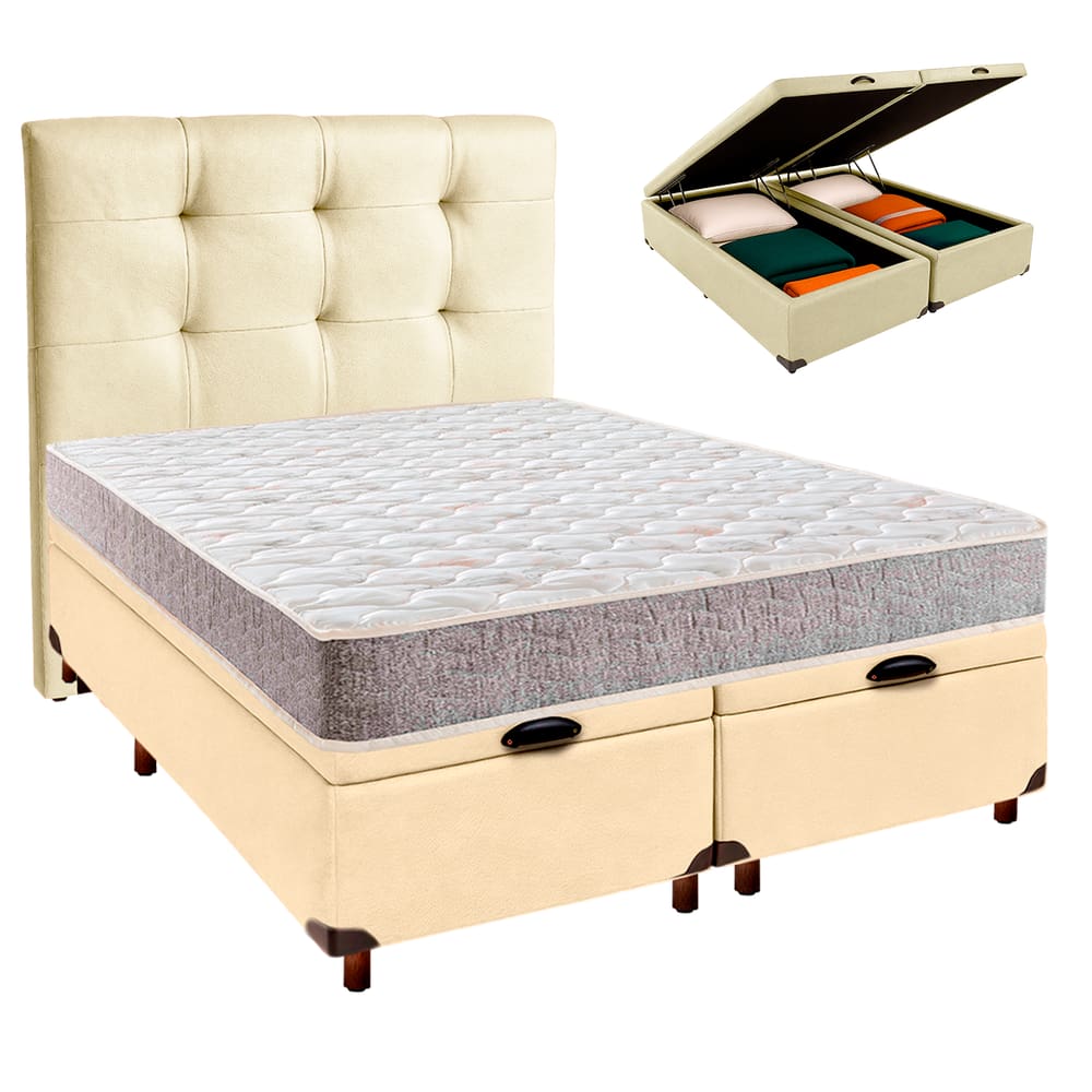 Cama + Bau Blindado e Colchão D33 Casal - D33 Inducol + Cabeceira