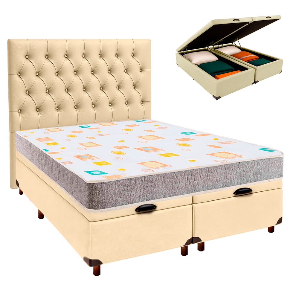Kit Cama Box Bau + Cabeceira + Colchão Casal D20 - D20 - Inducol