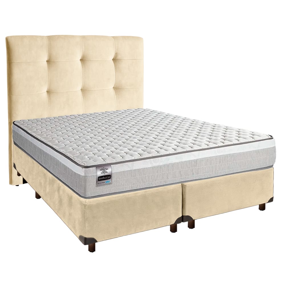 Cama Box + Colchão King Molas Ensacadas Hanover Inducol + Cabeceira Estofada