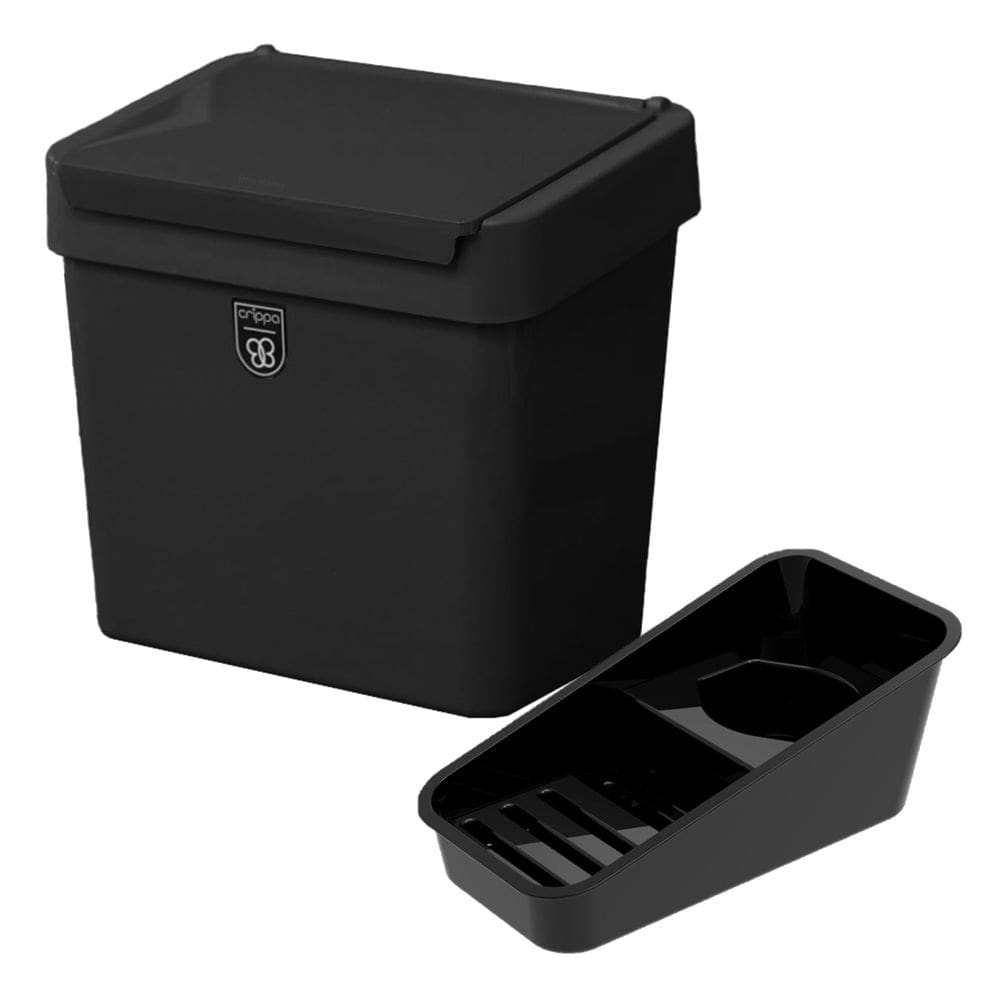 Kit Organizador de Pia + Lixeira 2,5 Litros Com Tampa Cozinha Preto - Pop Crippa