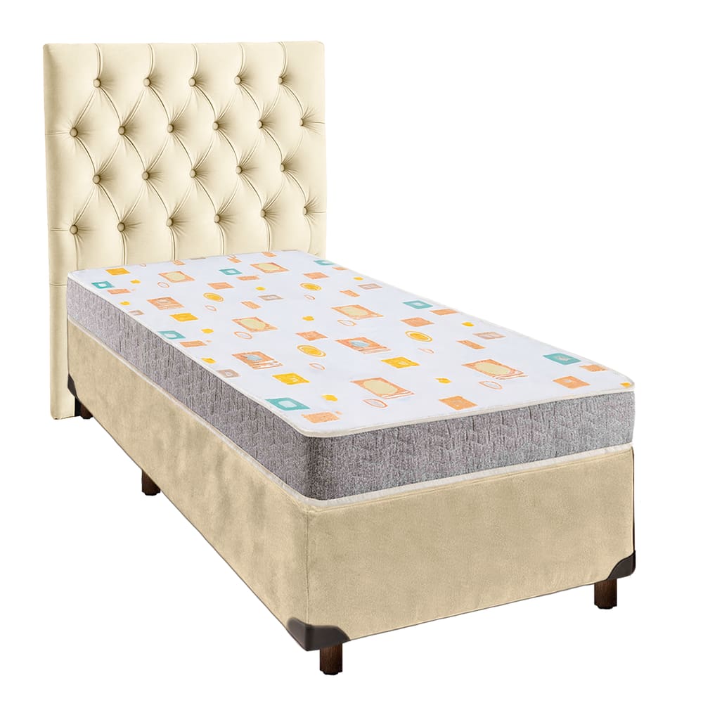 Kit Cabeceira + Cama Box  + Colchão Solteiro D20 D20 Inducol