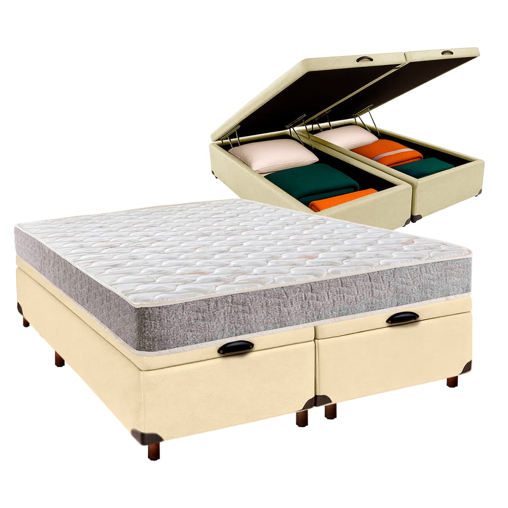 Conjunto Cama Box Bau Blindado Casal + Colchão D23 D23 Inducol