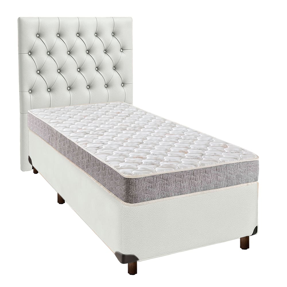 Kit Cama Box + Cabeceira + Colchão Solteiro D33 - D33 - Inducol