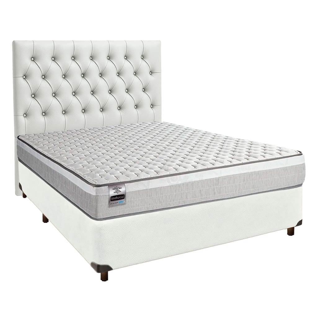 Kit Cama Box + Cabeceira + Colchão Casal Molas Ensacadas - Hanover - Inducol