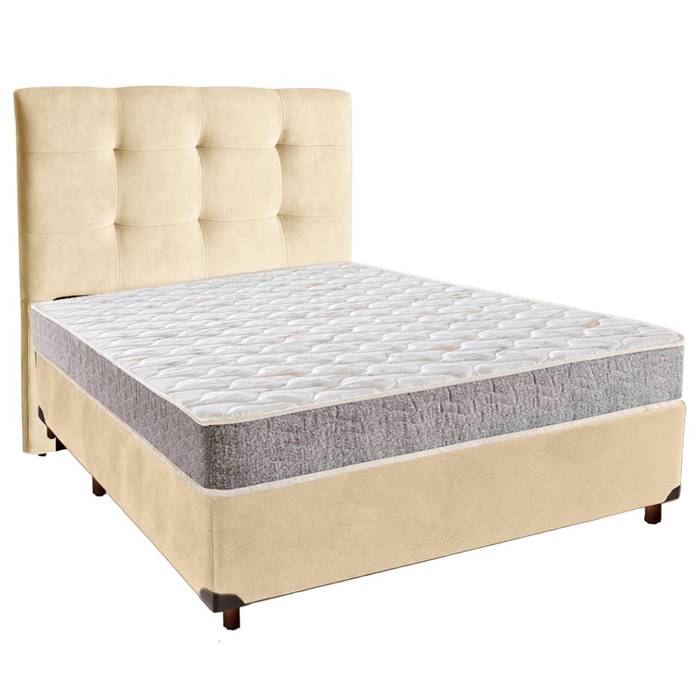 Cama + Box Perola e Colchão D33 Casal - D33 Inducol + Cabeceira