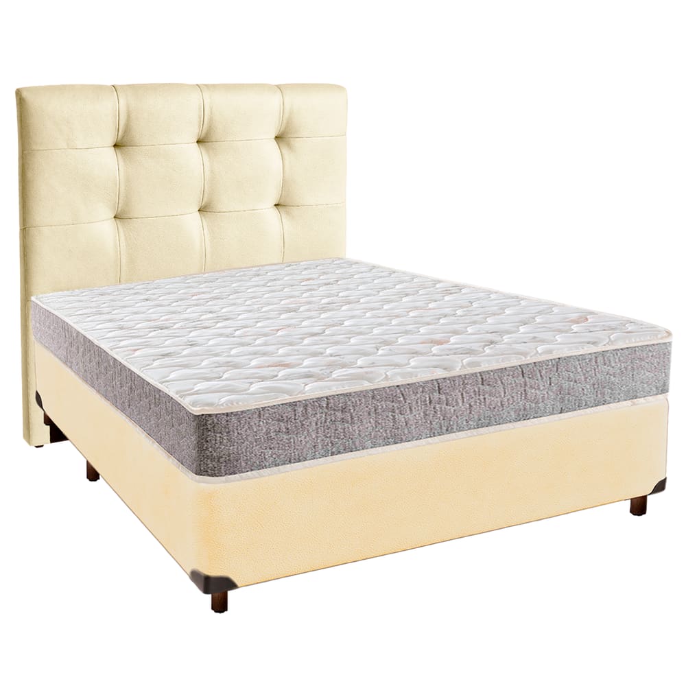 Cama Box + Colchão Casal D33 D33 Inducol + Cabeceira Estofada