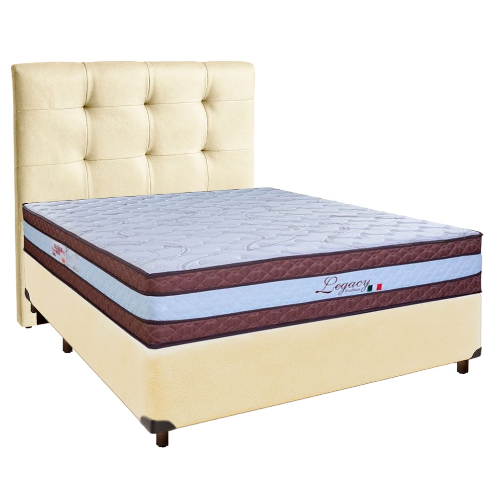 Cama Box + Colchão Casal Molas Ensacadas Legaccy Paropas + Cabeceira Estofada