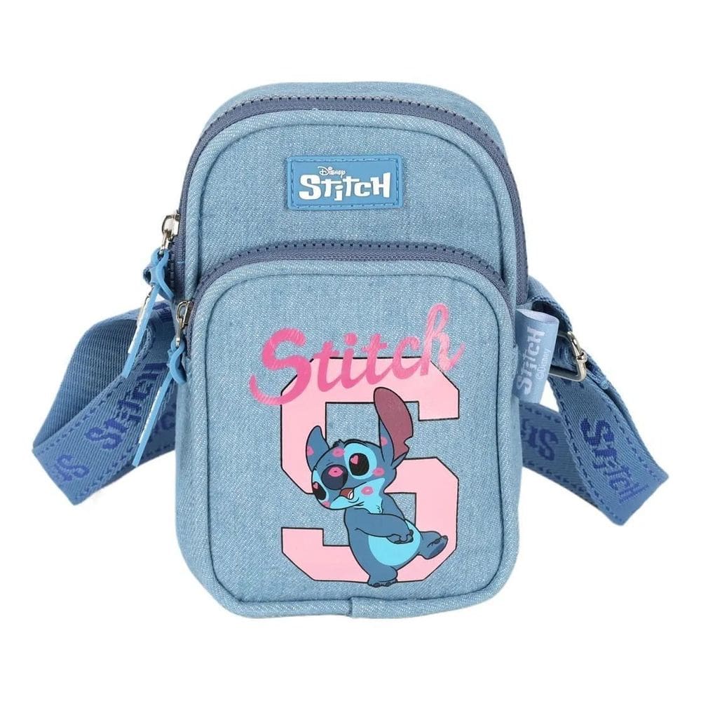 Bolsa Bag Transversal Stitch Disney Efeito Jeans Cor Azul