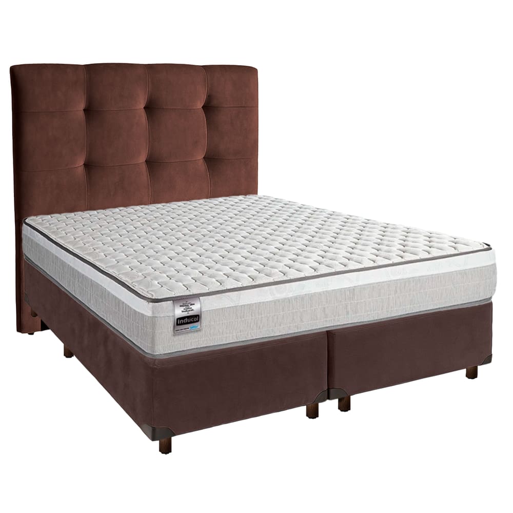Cama Box + Colchão Queen Molas Ensacadas Hanover Inducol + Cabeceira Estofada